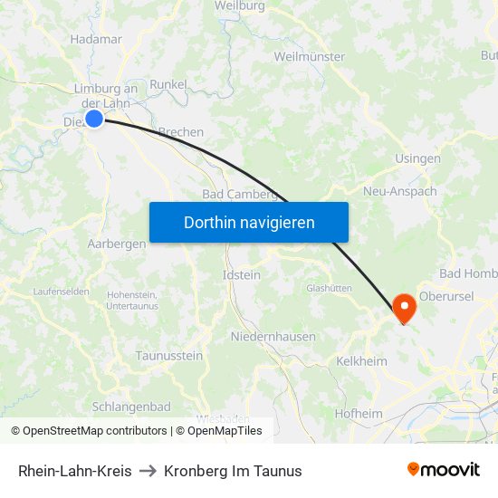 Rhein-Lahn-Kreis to Kronberg Im Taunus map