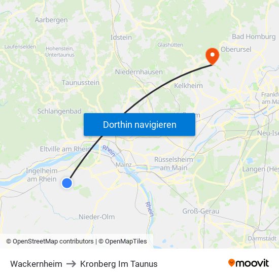 Wackernheim to Kronberg Im Taunus map