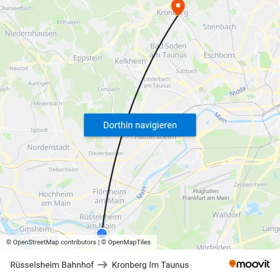 Rüsselsheim Bahnhof to Kronberg Im Taunus map