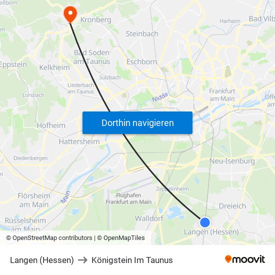 Langen (Hessen) to Königstein Im Taunus map