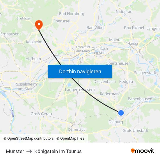 Münster to Königstein Im Taunus map