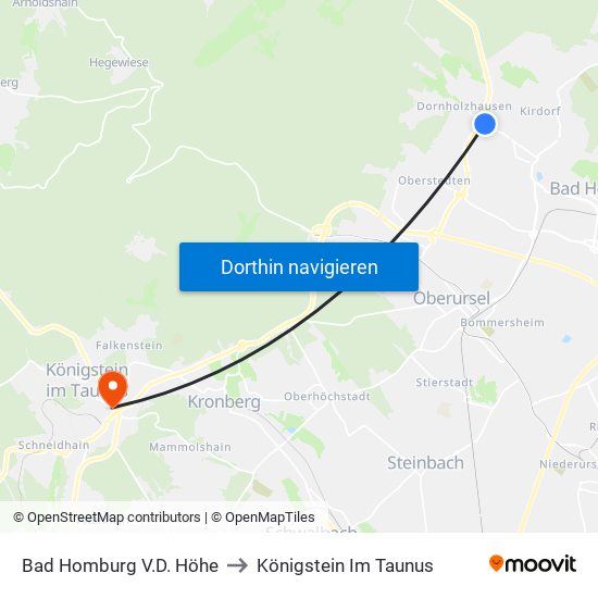 Bad Homburg V.D. Höhe to Königstein Im Taunus map
