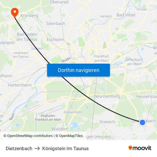 Dietzenbach to Königstein Im Taunus map