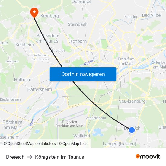 Dreieich to Königstein Im Taunus map