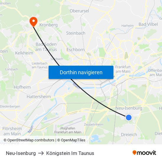 Neu-Isenburg to Königstein Im Taunus map