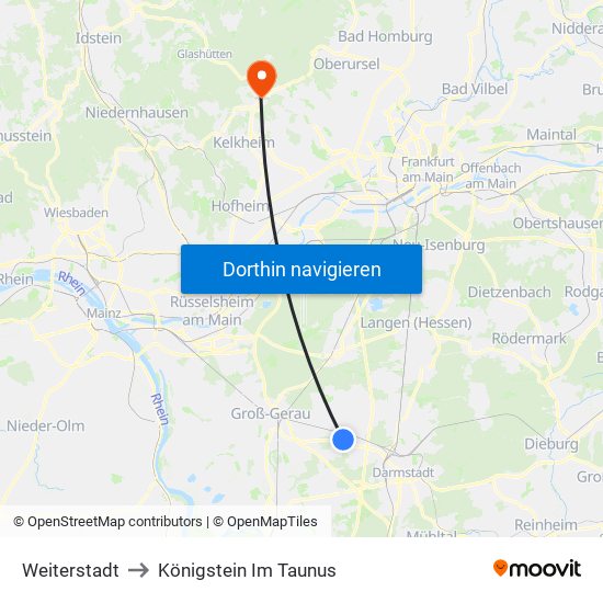 Weiterstadt to Königstein Im Taunus map