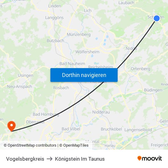Vogelsbergkreis to Königstein Im Taunus map