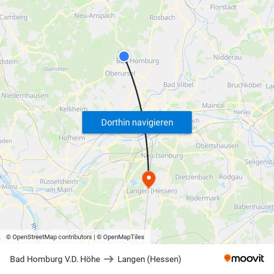 Bad Homburg V.D. Höhe to Langen (Hessen) map