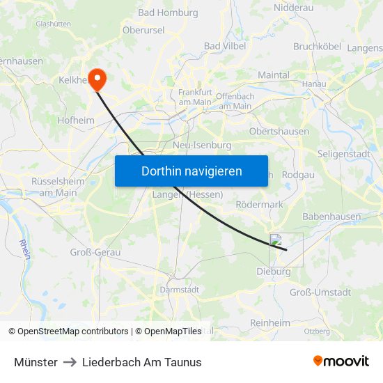 Münster to Liederbach Am Taunus map