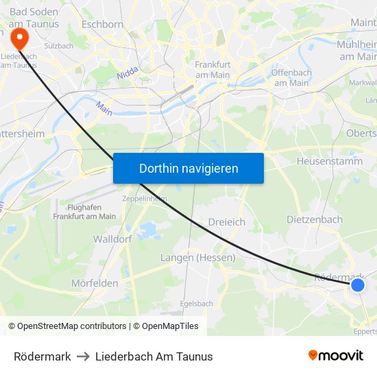 Rödermark to Liederbach Am Taunus map