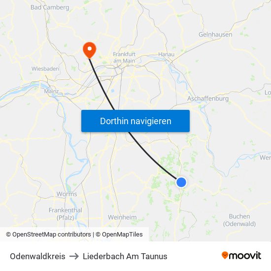Odenwaldkreis to Liederbach Am Taunus map