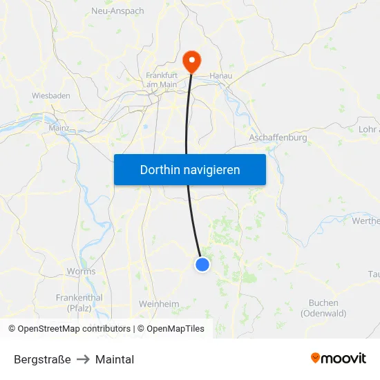 Bergstraße to Maintal map