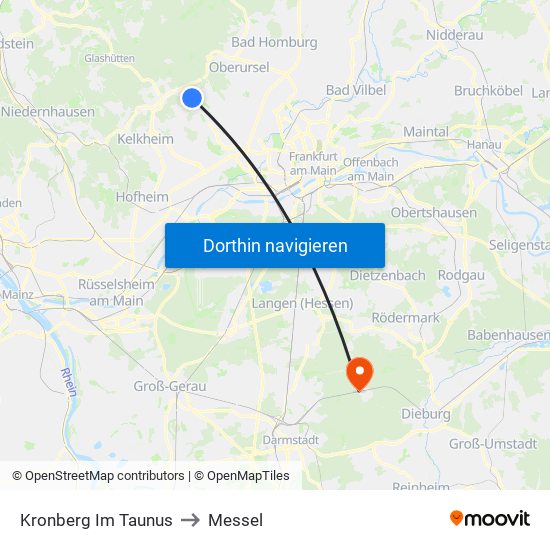 Kronberg Im Taunus to Messel map