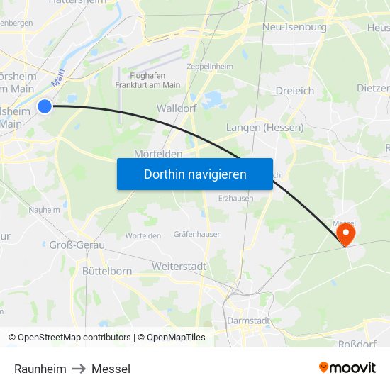 Raunheim to Messel map