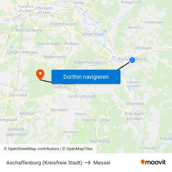 Aschaffenburg (Kreisfreie Stadt) to Messel map