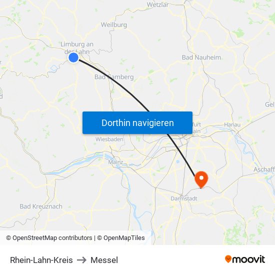 Rhein-Lahn-Kreis to Messel map