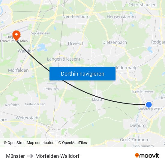 Münster to Mörfelden-Walldorf map