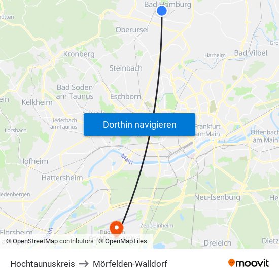 Hochtaunuskreis to Mörfelden-Walldorf map