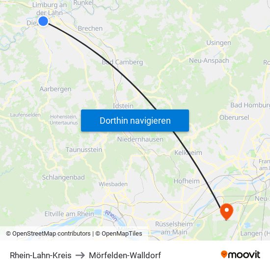 Rhein-Lahn-Kreis to Mörfelden-Walldorf map