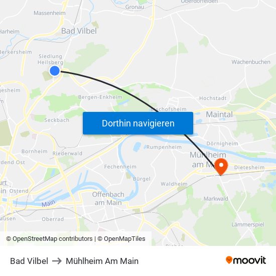 Bad Vilbel to Mühlheim Am Main map