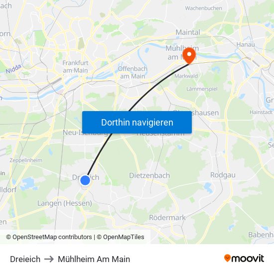 Dreieich to Mühlheim Am Main map