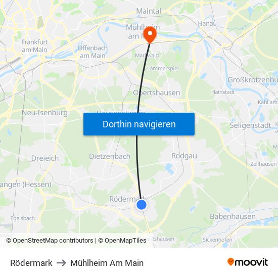 Rödermark to Mühlheim Am Main map