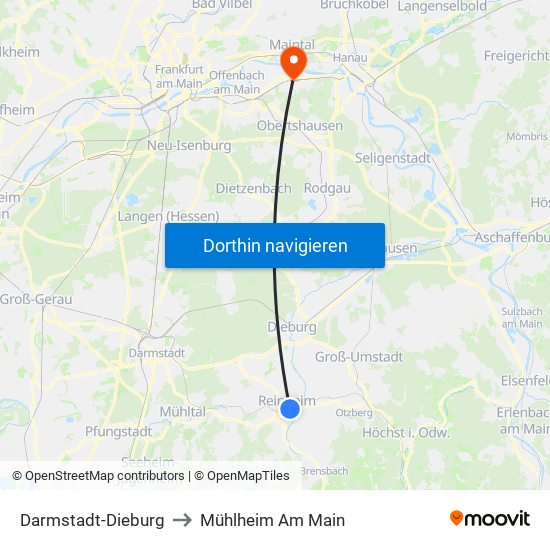 Darmstadt-Dieburg to Mühlheim Am Main map