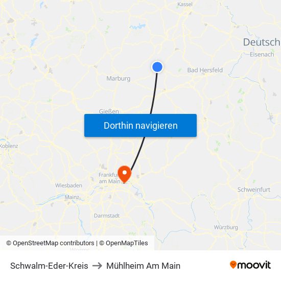 Schwalm-Eder-Kreis to Mühlheim Am Main map