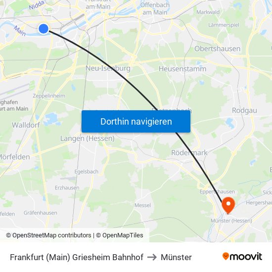 Frankfurt (Main) Griesheim Bahnhof to Münster map