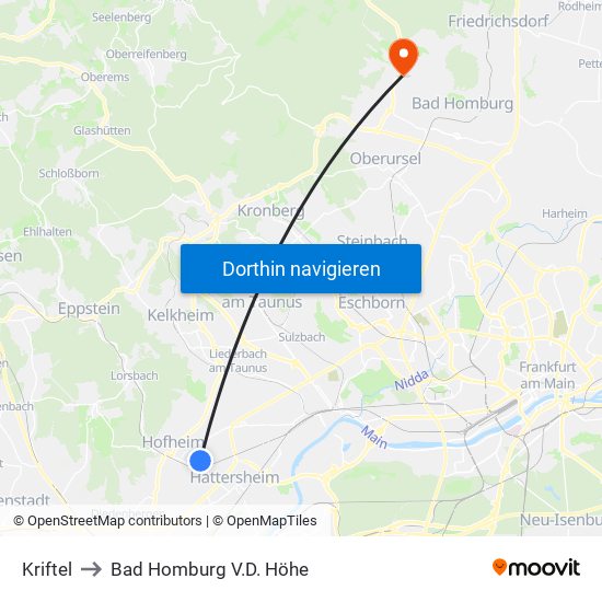 Kriftel to Bad Homburg V.D. Höhe map