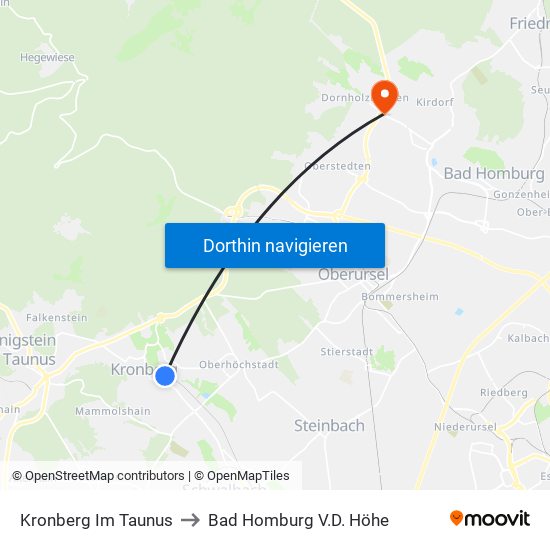 Kronberg Im Taunus to Bad Homburg V.D. Höhe map