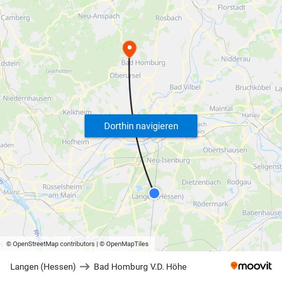 Langen (Hessen) to Bad Homburg V.D. Höhe map