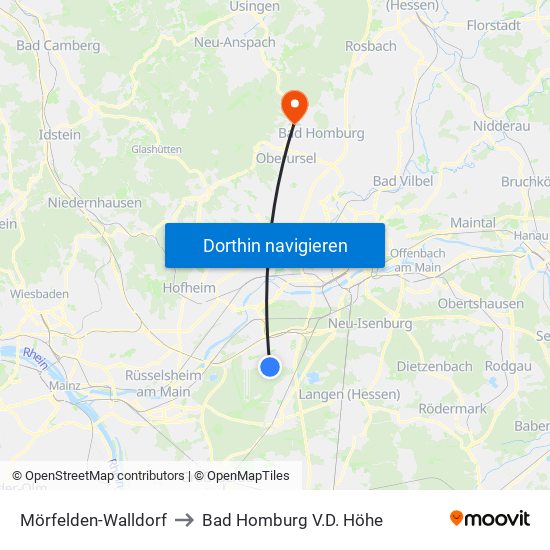 Mörfelden-Walldorf to Bad Homburg V.D. Höhe map