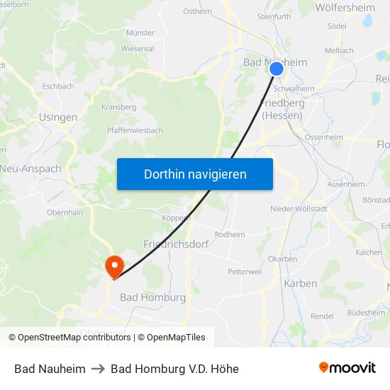 Bad Nauheim to Bad Homburg V.D. Höhe map