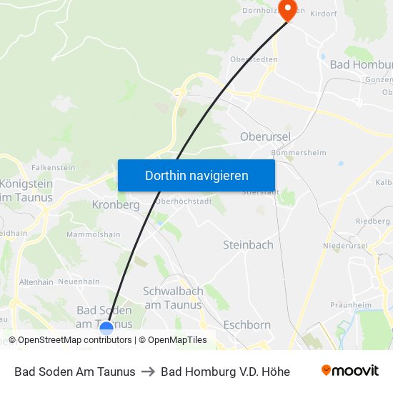 Bad Soden Am Taunus to Bad Homburg V.D. Höhe map