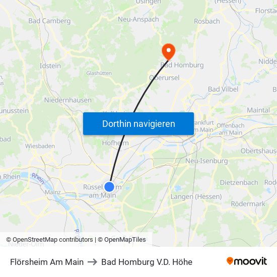 Flörsheim Am Main to Bad Homburg V.D. Höhe map