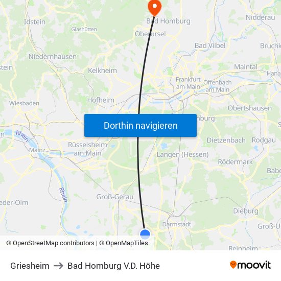 Griesheim to Bad Homburg V.D. Höhe map