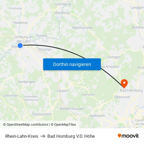 Rhein-Lahn-Kreis to Bad Homburg V.D. Höhe map