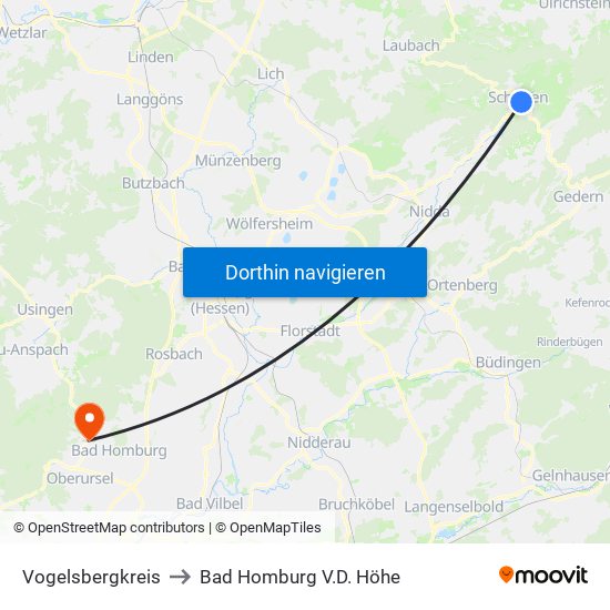 Vogelsbergkreis to Bad Homburg V.D. Höhe map