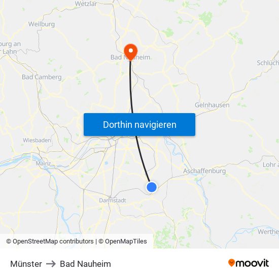 Münster to Bad Nauheim map