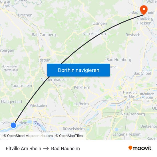 Eltville Am Rhein to Bad Nauheim map