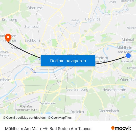 Mühlheim Am Main to Bad Soden Am Taunus map