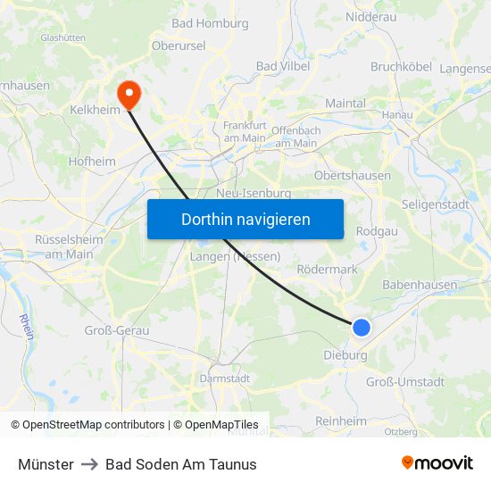 Münster to Bad Soden Am Taunus map