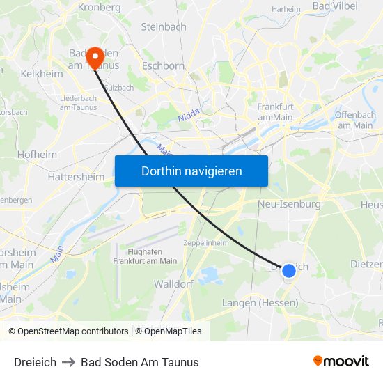 Dreieich to Bad Soden Am Taunus map