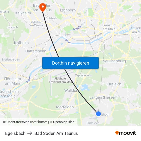 Egelsbach to Bad Soden Am Taunus map