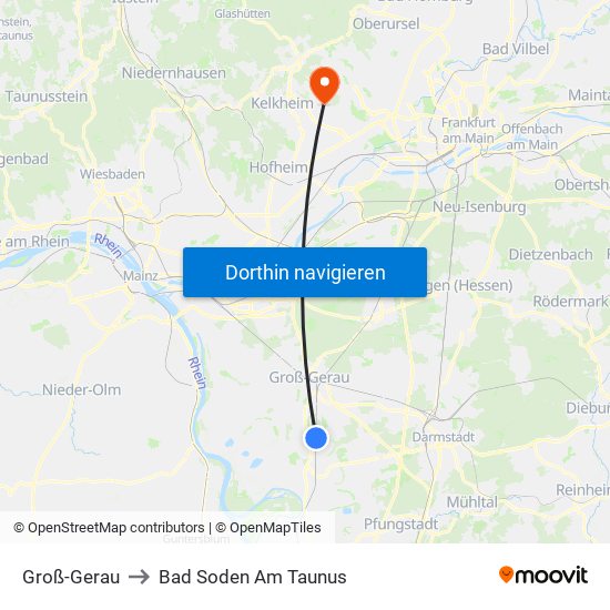 Groß-Gerau to Bad Soden Am Taunus map