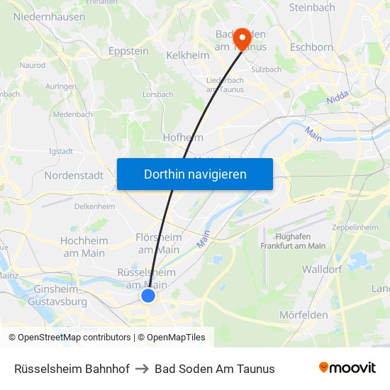 Rüsselsheim Bahnhof to Bad Soden Am Taunus map