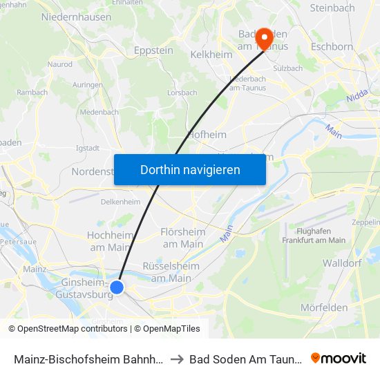 Mainz-Bischofsheim Bahnhof to Bad Soden Am Taunus map