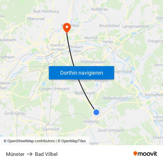 Münster to Bad Vilbel map
