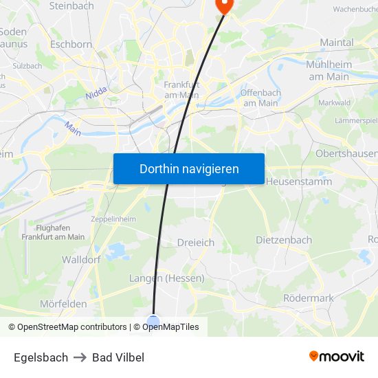 Egelsbach to Bad Vilbel map
